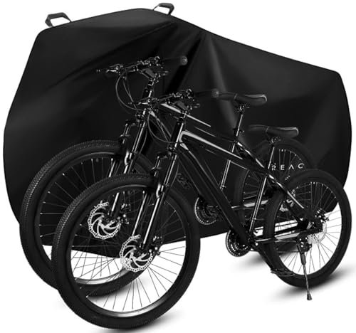 LIHAO Bike Cover for 2 Bikes, 190T Bicycle Covers Anti Dust UV Protection for Outside Storage Waterproof Bike Cover with Lock Holes and Storage Bag for Mountain Bikes, Road Bike (200 x 90 x 110 cm)
