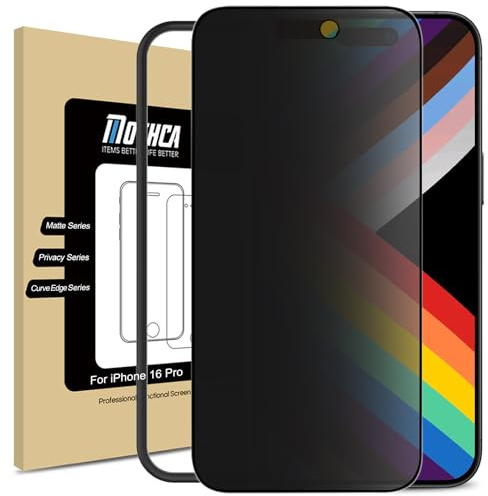 Mothca Sichtschutz Matt für iPhone 16 Pro, Matte Privacy Screen Protector | Blickschutz für Panzerglas Matt mit Montagerahmen, Full Cover Sichtschutzfolie, Anti-Fingerabdruck, 9H-Hartglas, 1 Stück