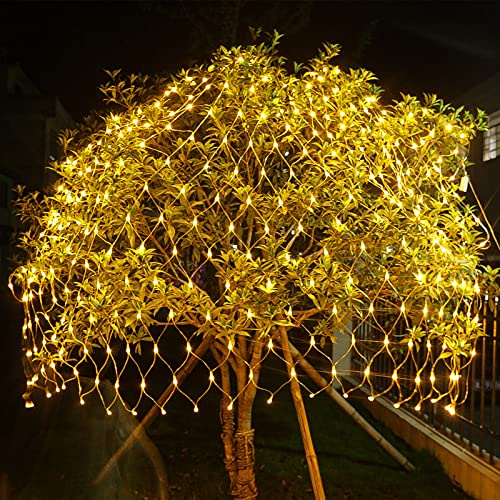 Daromigo 204 LED Lichternetz 3x2m,Warmweiß Lichterkette Netz, 8 Modi Lichterkettennetz Innen und Außen Deko Lichtketten Lichtervorhang mit Stecker
