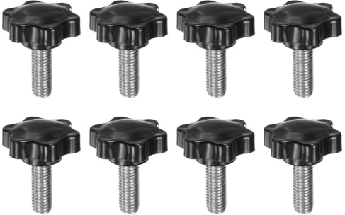 QUARKZMAN 8 Stück Rändelschrauben mit Sterngriff M10 x 25mm x 38mm Sterngriffschraube Kunststoff Knopf Edelstahl 304 Gewindebolzen Klemmschraube Sterngriffmutter Klemmknopf für Maschine