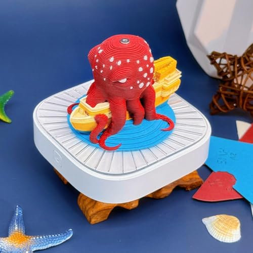 3D-Notizblöcke aus Papier, Schreibtischkalender, Zeitmess-Kalender 2025 mit LED-Lichtern, 2025-Kalender, Oktopus, kreativer 3D-Notizblock, Artopad-Schnitzerei, Geschenk, Schreibtischdekoration,