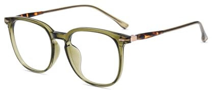 Firmoo Blue Light Blocking Reading Glasses for Women Men, Square Computer Reader Eyeglasses, Green +0.00