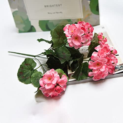 HXFFXHF Herbst Outdoor Künstliche Geranien Rote Azaleen Blumen Fake Blumen Home Decor Dekor für Garten-Rosa