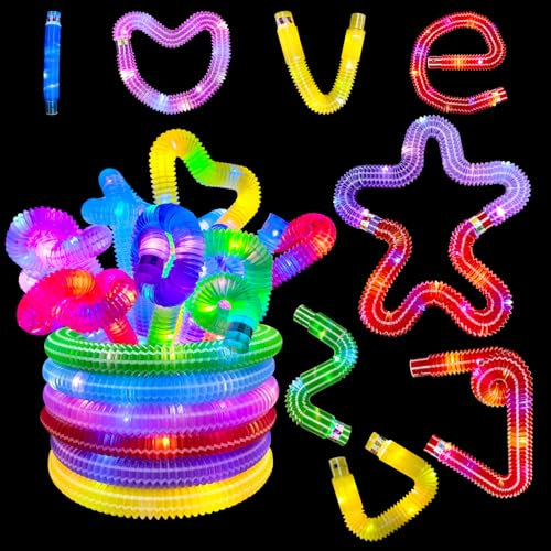 ALEENFOON 12 Tubes Lumineux Pop à LED Jouets sensoriels Fidget Bâtons Lumineux Pop à LED Brille dans Le Noir Fournitures de fête pour Cadeaux de Noël Halloween Décorations de fête (B)