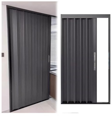 Accordion Folding Door Aluminum, Custom Size Invisible Sliding Doors with Lock and Keys, Greaseproof Water Proof Fireproof Room Dividers for Living Rooms Office(WxH 185x203cm (72 7/8 x 80))
