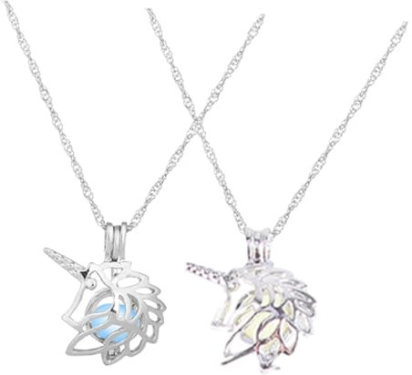 Holibanna 2stücke Teiliges Glühendes Einhorn Locket Pendant Halskette Modisches Design Mit Ausgefallener Details Für Frauen Und Männer Einzigartige Schmuckstück Für Jede Gelegenheit