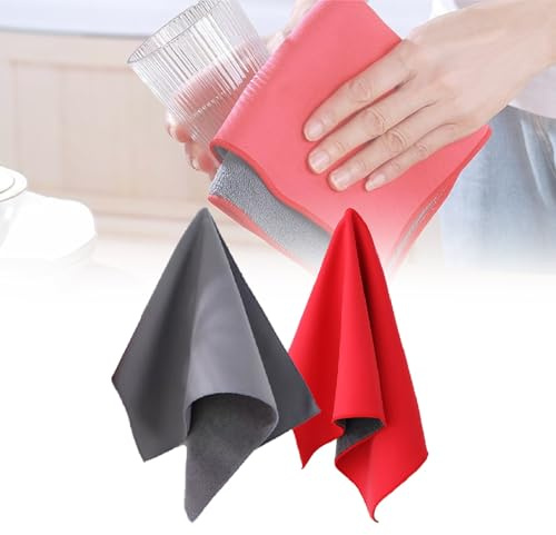 Paquete de 2 paños de limpieza ultraabsorbentes, toalla de microfibra de terciopelo coral de gamuza, toalla de secado for coche, perfecta for limpiar cristales de motocicletas, caravanas y barcos.(Gre