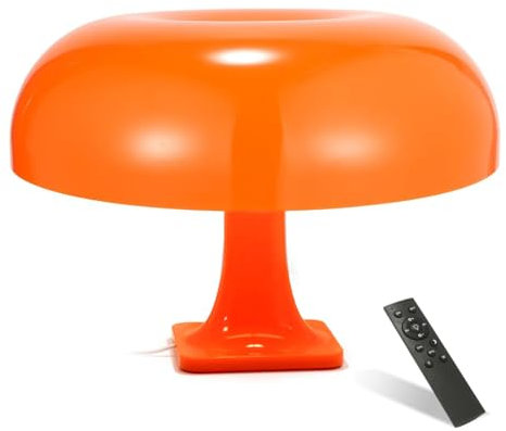 EOEO 12W Nachttischlampe mit Fernbedienung LED Pilz Tischlampe Dimmbar, Speicherfunktion, 3 Farbtemperaturen, Acrylschirm Tischleuchte Leselampe für Schlafzimmer Wohnzimmer Büro,Orange