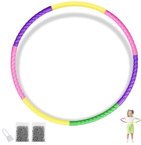 DIYCUT Hula Hoop - Aro de Fitness Desmontable, con 200 Bolas de Acero, 7 Piezas, 60 cm de diámetro, aro con Peso, para Fitness, Gimnasia, Juegos