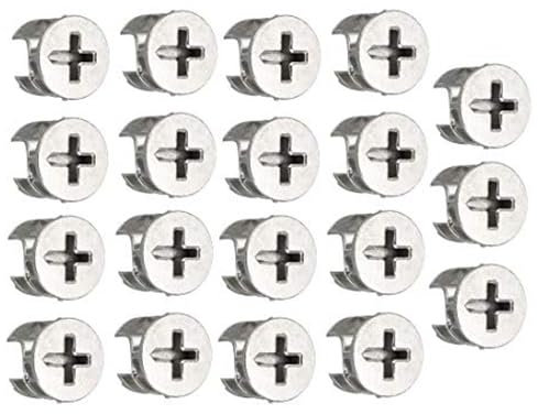 TA-VIGOR 15Pcs Furniture Connecter Cam Lock Nuts Fittings, 15mm x 12mm Screw Eccentric Fasteners for Cabinet Drawer Dresser Wardrobe Furniture Panel Connecting, Silver