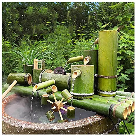 Fontana in bambù con Pompa dell'Acqua, Fontana Ornamentale da Giardino per Esterni, Decorazione per Giardino Giapponese, Fontana Zen, Fontana con circolazione dell'Acqua per Acquario, 75 cm