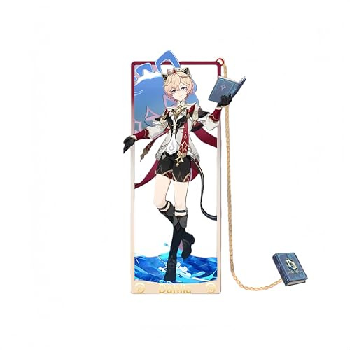 1PC Genshin Impact Natlan Characters Metal Bookmark Game Bookmark with Chain for Game Fans (Dahlia)