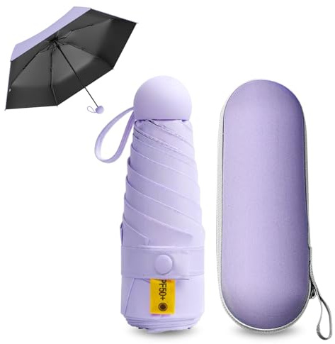 FANSEZQ Kapselschirm, Mini Schirm, Regenschirm, Regenschirm, 6 Rippen Mini-Uv-Schirm, Kleiner Kompakter, Tragbarer Taschenschirm Für Männer Und Frauen
