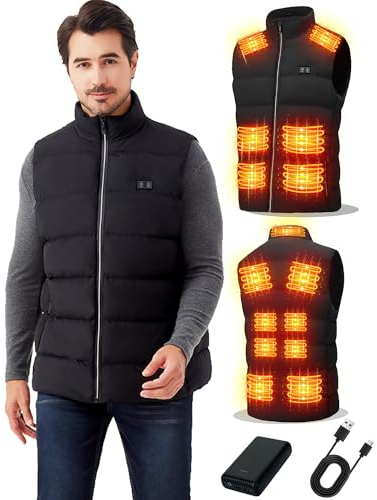 MDYHPN Veste chauffante pour homme et femme : Veste électrique chauffante USB avec 15 zones de chauffage - 3 températures réglables - Veste chauffante pour ski, chasse, camping en plein air (sans