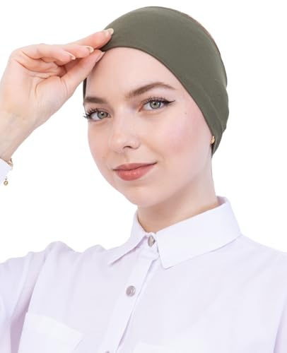 Prien Damen Hijab Mütze Baumwolle, Dehnbar Unterkopftuch Schal, Vorgefertigtes Inneres Kopftuch, Muslim Kleider Frauen, Rutschfestes Stirnband für Alltag, Sport