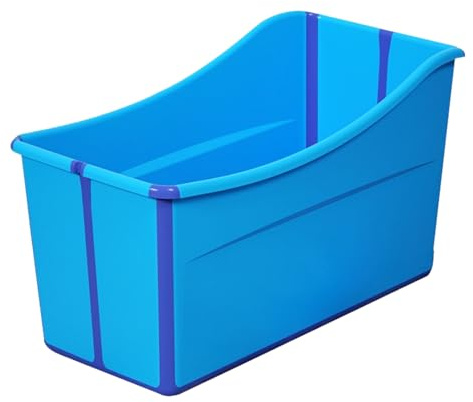 NMGBRDM Portable Foldable Bathtub for Adult, Soaking Sit Shower Antislip Bucket with Drainage, High-Efficiency Insulation Tub for Ice Hot Sauna Outdoor Camping(Color:blue)