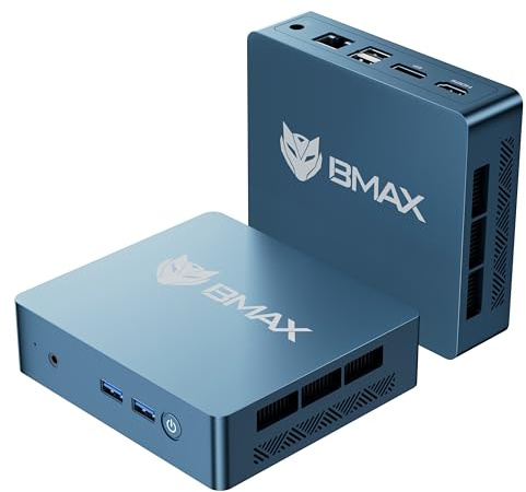 BMAX Mini PC 8GB DDR4 + 256GB NVMe SSD, Mini Computer, Ιntel 5205U (1.9 GHz), Gigabit Ethernet, 4K UHD Dual Display, Dual Wi-Fi, BT 5.0 Office Desktop PC RAM espandibile fino a 64 GB