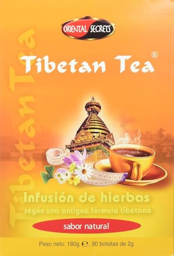 Tibetan Tea Sabor Natural - Infusión de Hierbas - 90 bolsitas. Té Verde Tibetano, Escaramujo, Laurel, Tila, Menta Poleo y Hierba Luisa