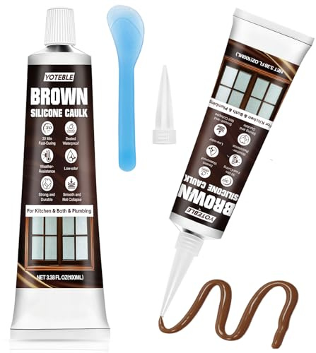 Brown Silicone Caulk, Brown Caulk for Kitchen Bathroom Window Toilet Sink Door Caulking Sealant Stronger Adhesion Shrink & Crack Proof, All Purpose, 100ML