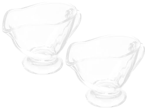 TIDTALEO Jarras para Salsa de Cristal Asa 215Ml, Pack de 2 Salseras Pequeñas para Servir Crema y Leche, Accesorios de Cocina para Hogar y Hostelería