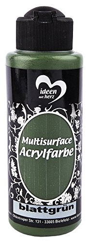 Ideen mit Herz Acrylfarbe Multisurface | Allzweckfarbe zum Bemalen von Holz, Glas, Polyester, Keramik, Porzellan, Terracotta, Styropor, Leder | Universalfarbe auf Wasserbasis | 120ml (blattgrün)