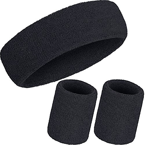 WILLBOND 3-teiliges Schweißband-Set, inklusive Sport-Stirnband und Handgelenk-Schweißbänder, Schweißband für sportliche Männer und Frauen