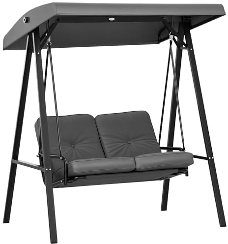 Outsunny 2 Seater Garden Swing Chair for Patio 145 x 116 x 172 cm Dark Grey
