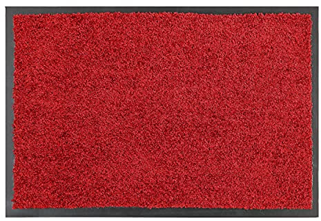 Carpido dörrmatta röd – entrématta inomhus – smutssamlande matta 60 x 90 cm – löpare hall halkfri – vardagsrum dekoration – dörrmatta ren entrématta
