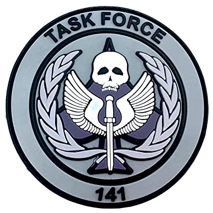 Task Force 141 Black Operative PVC Airsoft Cosplay Patch (Gris Clair)