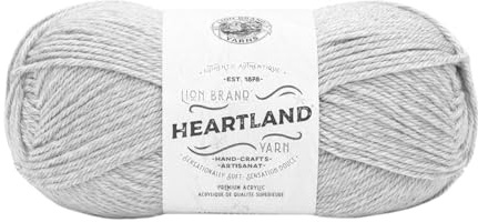 Lion Brand Yarn Heartland Yarn, Worsted-Weight Yarn for Knitting, Crocheting, and Crafting, 1 Pack, White Sands