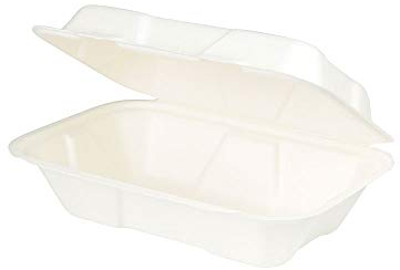 BIOZOYG Caja de hamburguesa de caña de azúcar con tapa contigua I 50 piezas embalaje de bocadillos compostable de bagazo - biodegradable I caja de menú de patatas fritas cuadrada I almuerzo to go 22,9