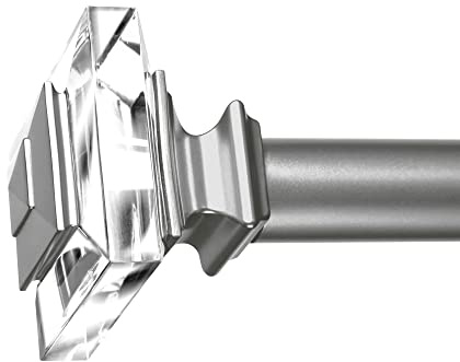 Telescoping Curtain Rod Extends from 36-72 inch, Adjustable Length for Living Room, Curtain Pole with Gleaming Faux Acrylic Cube Decor, Easy to Installation, Brackets Support(Antique Nickle)