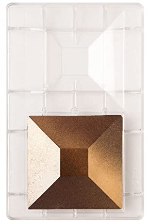 Decora 0050098 Stampo Professionale Cioccolatino Piatto Quadrato Ø 125X20H MM, 2 Cavità, In Policarbonato, Ideale per Realizzare Cioccolatini Lucidi e Croccanti, Design Professionale, Made in Italy