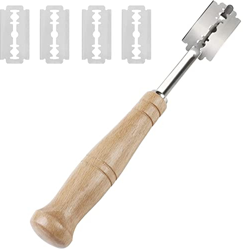 Bäckermesser,Brot Schneide Werkzeug,Teig Rasiermesser,Baguettemesser 1 Messerset und 5 Klingen Brot Scoring Cutter zum Einschneiden von Baguette Gebogene Brotmesser Ritzmesser