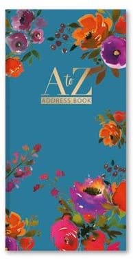 A-Z Telefon Adressbuch Slim Größe Harte Rücken Kontakt Organizer für Handy Zahlen Planer Books A-Z (Rote Blumen Design)