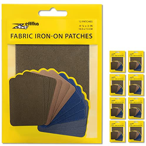 ZEFFFKA 9 Pakete Kleider-Flicken zum Aufbügeln Innen Außen Stärkster Kleber 100% Baumwolle Verschiedene Reparatur-Dekorationsset 12 Stück 3 x 4-1/4 (7,5cm x 10,5cm)