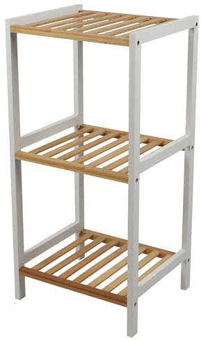 Generisch Badregal Bambus mit 3 Ablagen - Standregal aus natürlichem Holz Maße: 35 x 30 x 70 cm Bambus-Regal stehend Küchenregal Holzregal Badezimmer