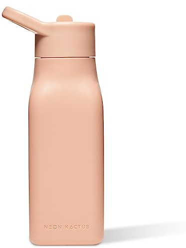 Neon Kactus Silicone Kids Bottle | Kids Water Bottles with Straw for School, Travel, Sports | 100% Leak-Proof | Dishwasher Safe | Food Grade Silicone | BPA-Free & Plastic-Free |Pink Flamingo 340ml
