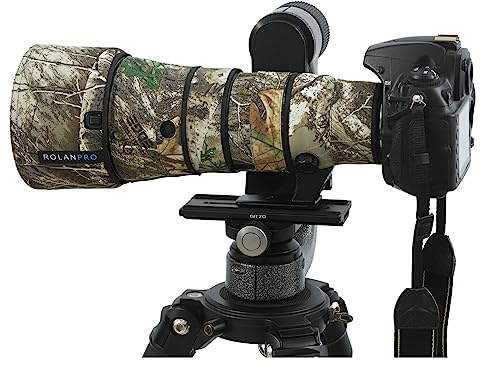 ROLANPRO Cover Obiettivo Compatibile con Nikon AF-S 500mm F5.6E PF ED VR, Custodia Protettiva Impermeabile Mimetica Birdwatching - #27 Mimetico Giungla