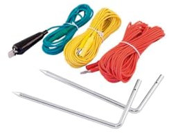KPS Erdungswiderstand-Messkit – 4 Erdspieße + 4 Prüfkabel (2x20 m und 2x5 m) zur Überprüfung von Erdungssystemen – Kompatibel mit Multimetern, Erdungsmessgeräten, Multifunktionsgeräten