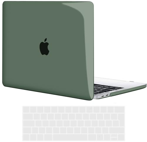 TECOOL Hülle Kompatibel mit MacBook Pro 15 Zoll 2019 2018 2017 2016 mit Touch Bar (A1990 A1707), Ultradünne Schutzhülle Hartschale Case mit Tastaturschutz (EU Layout), Kristall Armeegrün | Ultradünne Schutzhülle, Snap-on Hardcase, Ohne Logoausschnitt, EU Tastaturschutz, Glänzende Oberfläche