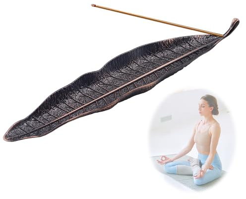 26CM Räucherstäbchenhalter Metall Blätter Ash Catcher Räucherstäbchen Halter Lange Räuchergefäß für Wohnkultur Yoga Meditation Büro Räucherkegel Halter