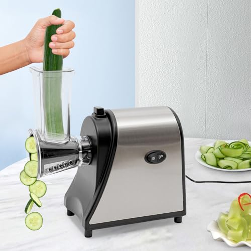 Grattugia elettrica da 1000 W, tritatutto elettrico professionale, macinazione e agitazione, affettatrice a dischi in acciaio inox, 5 modalità
