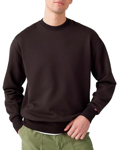 Levi's Autentisk Crew sweatshirt för män, Black agate Garment Dye F Black Agate, XS