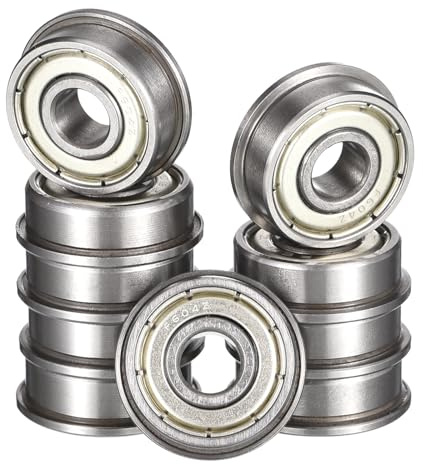 HiPicco F604ZZ Flanged Ball Bearing, ID 4mm x OD 12mm x Width 4mm Miniature Bearings, Double Metal Shielded Deep Groove Bearings, Pre-Lubricated (GCr15) Chrome Steel 10pcs