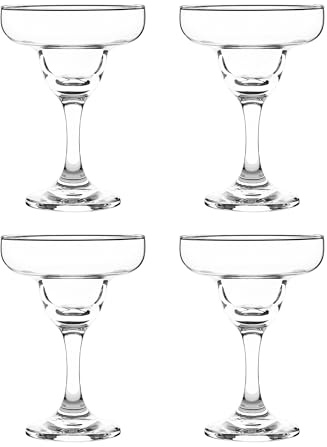 Cristar Margarita Glasses Set Of 4, 10oz Coupe Glasses, Made In Columbia, Tempered Rim, Dishwasher-Safe, Lead-free Cocktail Bar Glasses With Stem For Martinis, Mojitos, Pina Colada & Dessert Glasses.