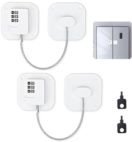 2 cerraduras para frigorífico con llave, seguridad infantil para armarios con contraseña digital, sin taladrar, puerta corredera para cajones, frigoríficos, ventanas