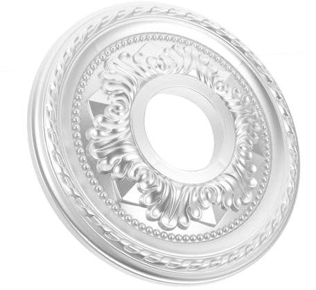 STOBAZA Round Ceiling Medallion Small Silver Pu Ceiling Light Ring Home Lighting