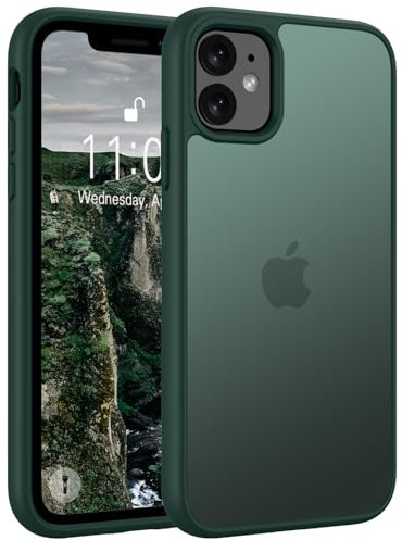 Andwing Matt Hülle für iPhone 11 6,1 Zoll, Militärstandard FallSchutz Handyhülle für iPhone 11, Mattierte Durchscheinende Rückseite Schutzhülle, Anti-Fingerabdruck Kratzfest Haltbar(Grün)