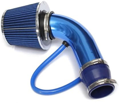 Lufteinlass Ansaugschlauch Universelles 76-mm-Autorennen-Kaltluftansaugsystem Turbo-Ansaugrohr-Rohrsatz Aus Aluminium Mit Konischem Luftfiltereinlass Auto Luft Einlass(Blau)